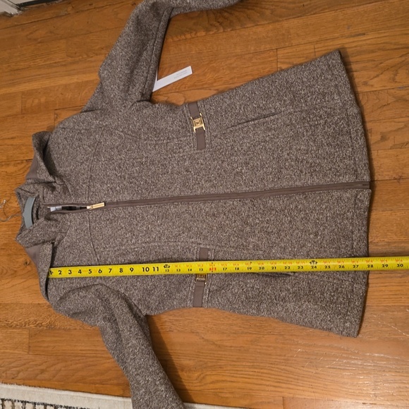 LIZ CLAIBORNE WOMEN'S BEAUTIFUL "TAUPE TWEED" HOODED  WINTER COAT SIZE SMALL - Picture 12 of 16